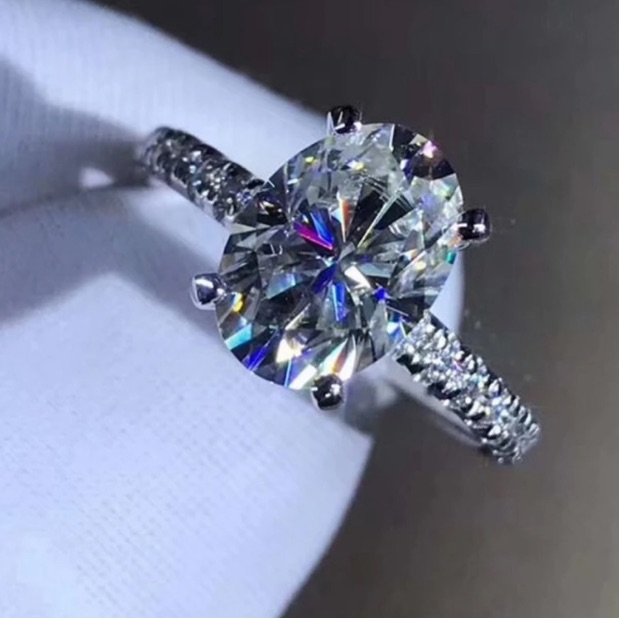 8 Ct White Topaz  18k White Gold Finish Ring 8